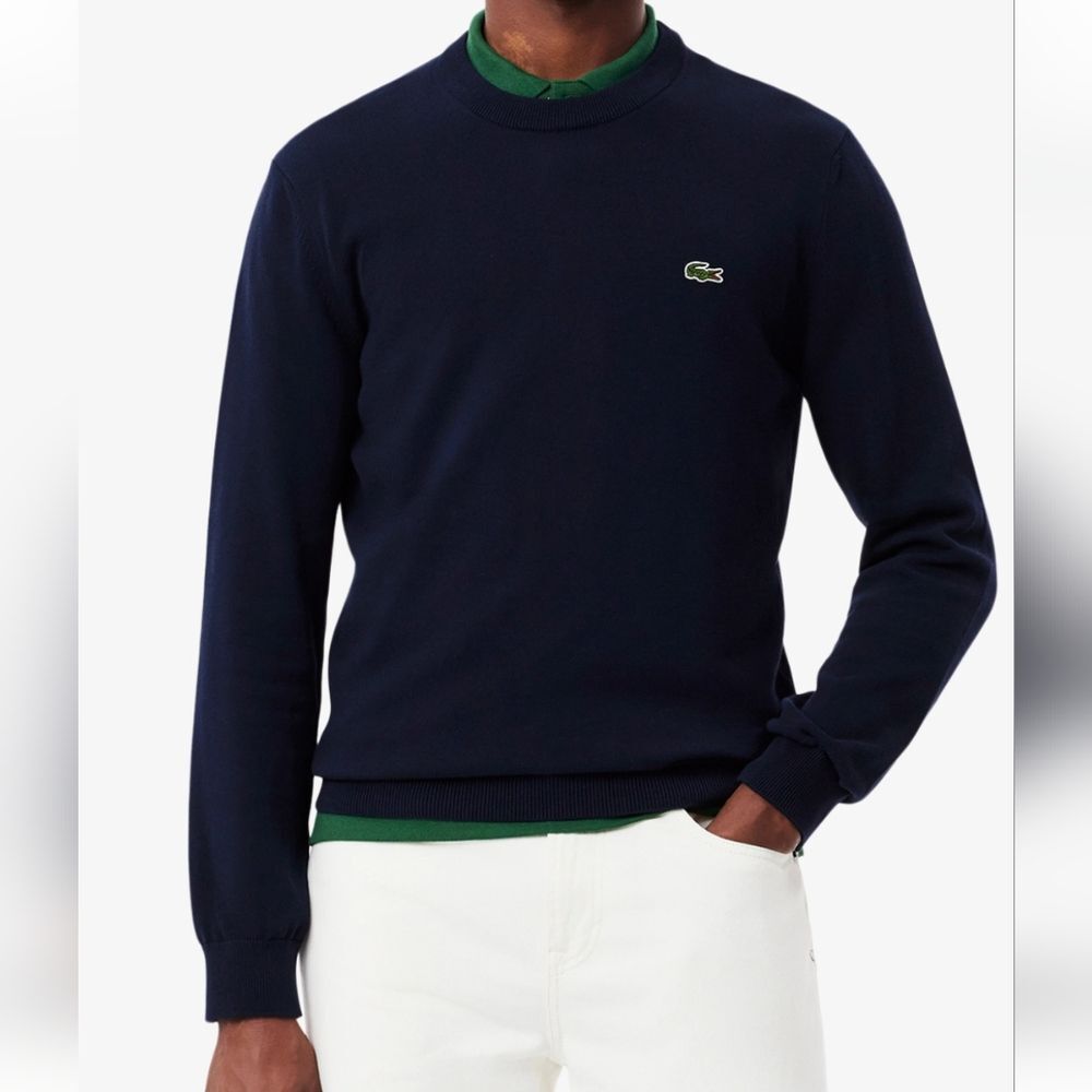 Lacoste Men's 100% Cotton Patch Alligator Logo Crewneck Sweater Sz S AH3467